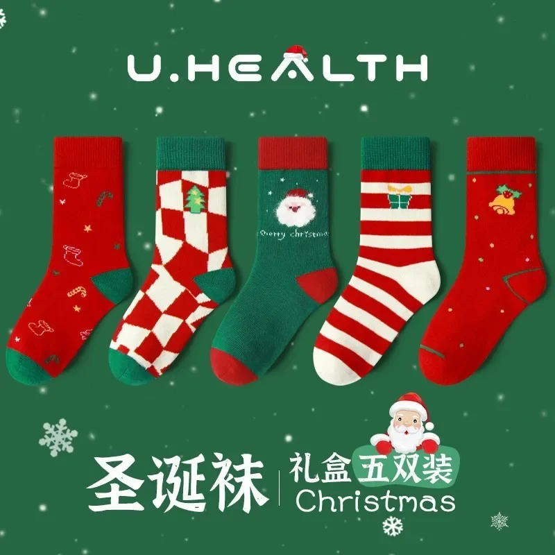 

Children's Christmas Socks Autumn/Winter Boys & Girls CuHK Baby Cotton Socks Cotton Red Baby Socks Thick Mid-tube Socks