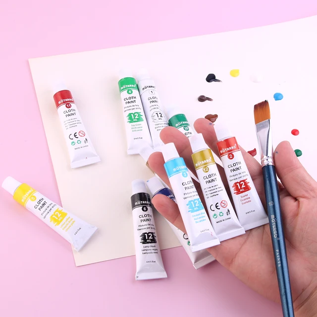 MOTARRO 12-Color Fabric Paint Set – Permanent Textile Paints (12ml Each) for Clothes, Canvas, Shoes & DIY Painting Projects 2