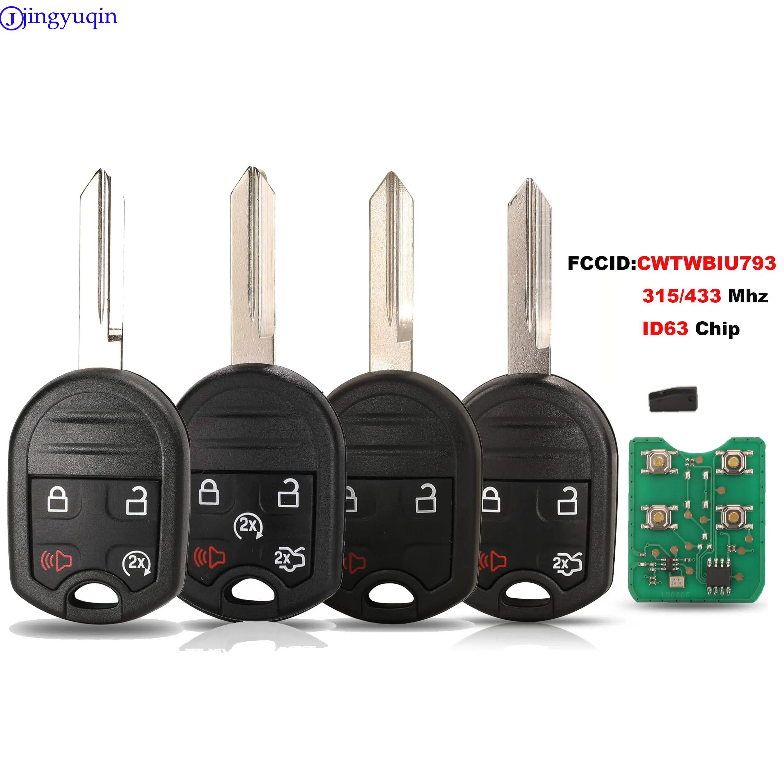 Jingyuqin mando a distancia del coche para Ford Expedition Explorer Taurus Flex 315/433 MHz 4D63-80bit Chip FCCID: CWTWB1U793/OUCD 6000022