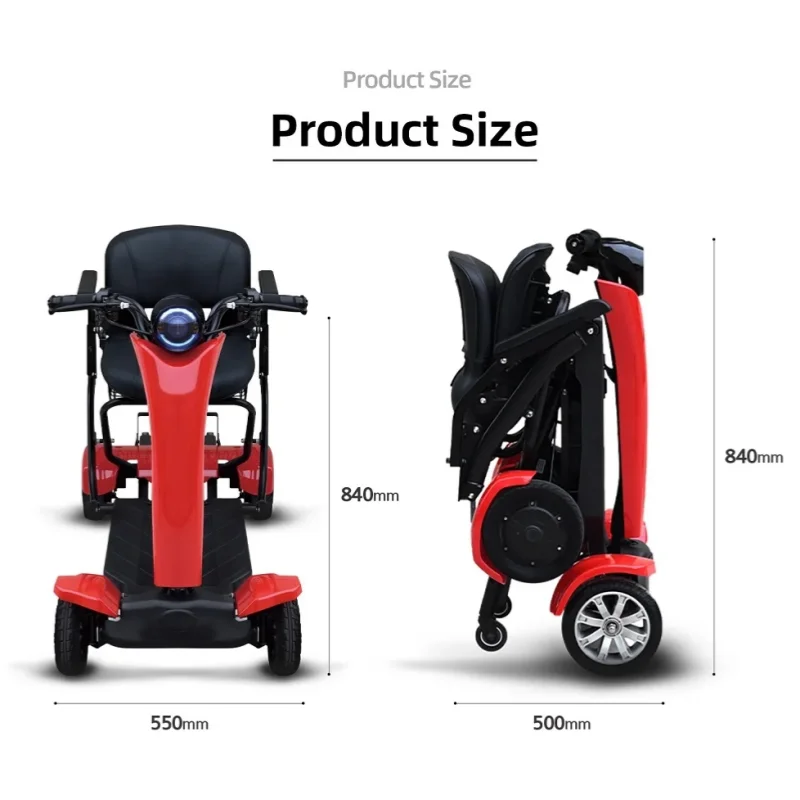 Automatic Folding Mobility Scooters For Seniors Lightweight 36V 4 Wheel Double Motor Electric Scooter With Seat For Adults