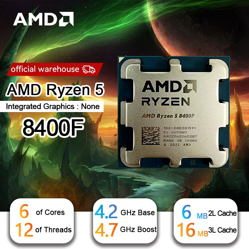 Nuevo procesador para computadora de escritorio AMD R5 8400F Ryzen 5 8400F de 6 núcleos y 12 subprocesos a 4,2 GHz con CPU con zócalo AM5
