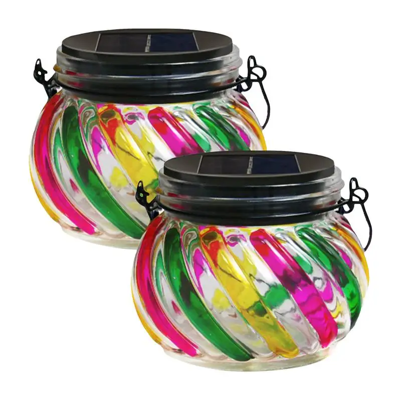 

Solar Jar Lights Outdoor Waterproof Hanging Led night Light Mason Jar Rainbow Globe Lighting For Outdoor Lawn Patio decoration