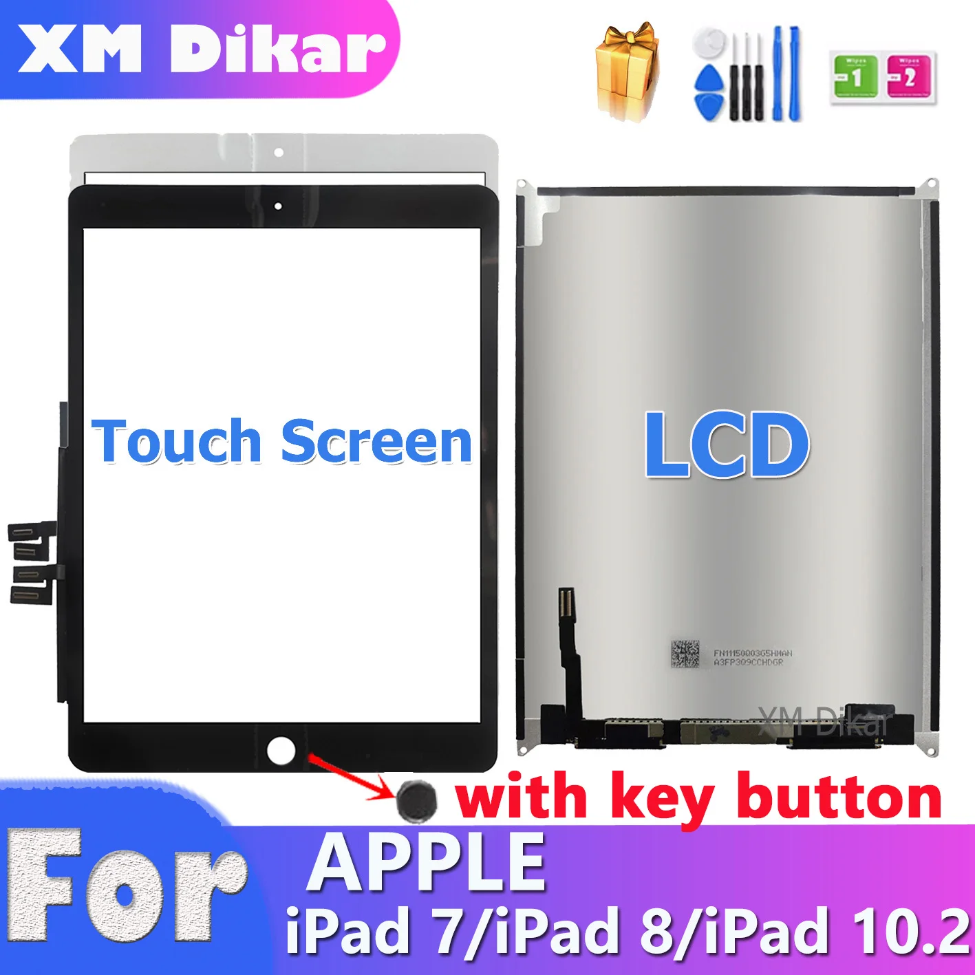 Écran Tactile De Remplacement Pour IPad 9ème Génération (10,2" 2021) - Modèles A2602 à A2605 - Avec Bouton Home (sans Touch ID) - Kit D'outils Inclus
