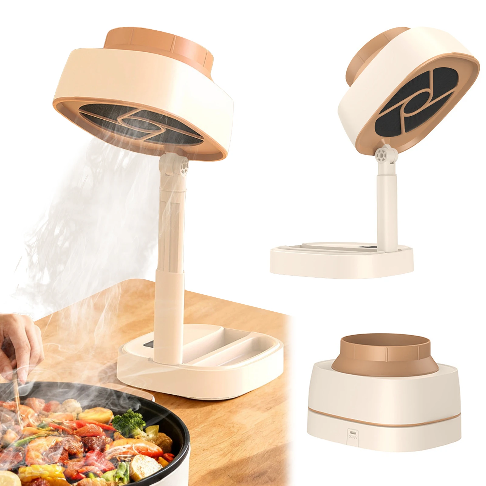 Desktop Range Hood Reusable Carbon Filter Portable Exhaust Fan 125° Adjustable Angle for Apartment Dorm RV Indoor BBQ & Hot Pot 1