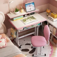 Kids Desk and Chair Set, Height Adjustable Children Bedroom Study Desk, Can Directly for Drawing Desktop, Book Stand 1