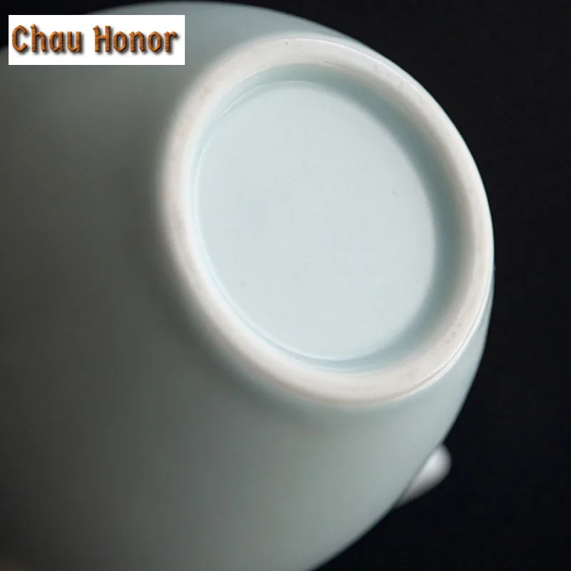 245ml Boutique Azure Ru Kiln Celadon Tea Pitcher Handmade Knead Pink Plum Blossom Ceramic Tea Maker Justice Cup Tea Ceremony