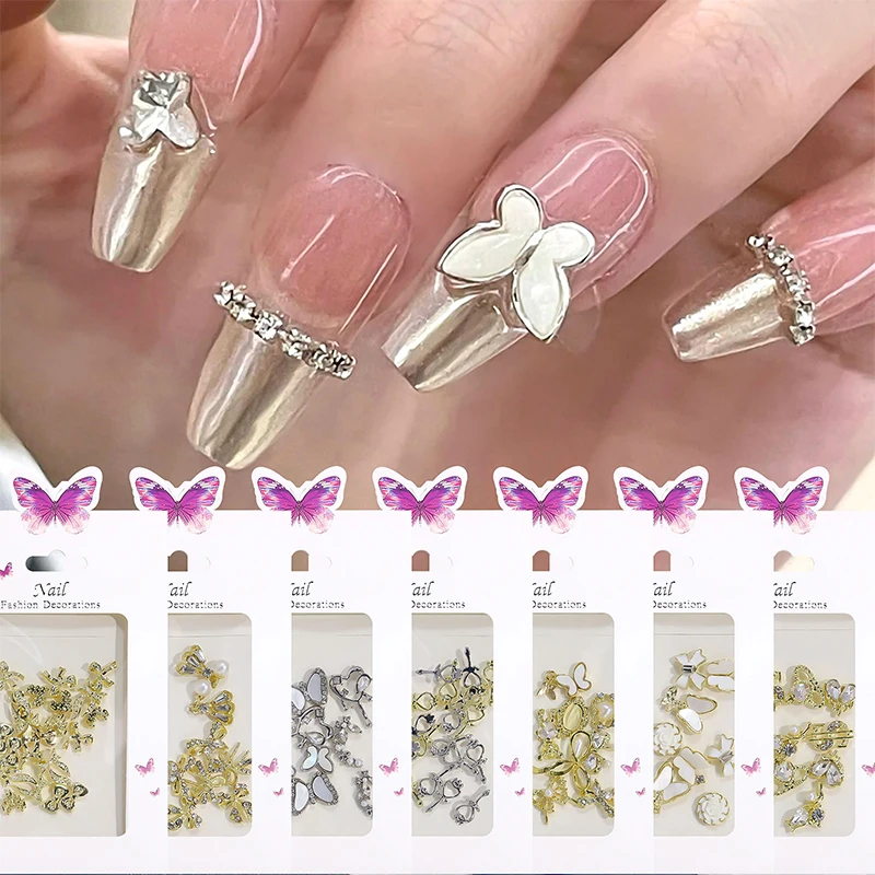 10 teile/beutel Ch Stil Nagel Charms Dekoration Mode Chic Bogen Kawaii Nägel Klassische Schmuck Designs Metall DIY Nagel Zubehör – Detail 8
