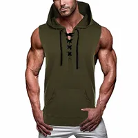 New Gyms Clothing Mens Bodybuilding Hooded Tank Top Soild Color Sleeveless Vest Sweatshirt Fitness Workout Sportswear Tops Male - Image 3