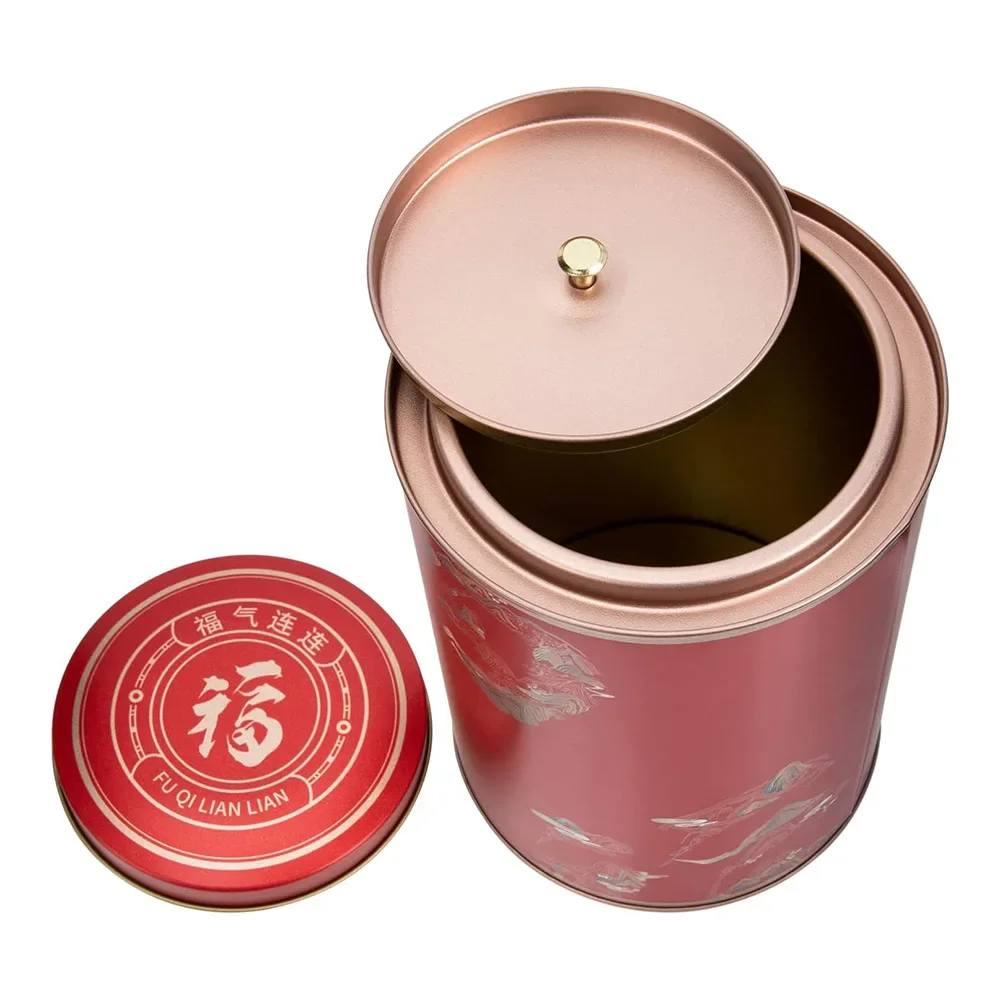 Tea Tinplate Canister Metal Tea Jar with Airtight Lid Chinese Fu Pattern for Loose Leaf Coffee Bean Nut Sugar Cereal Pantry tea tin box tea canister airtight container