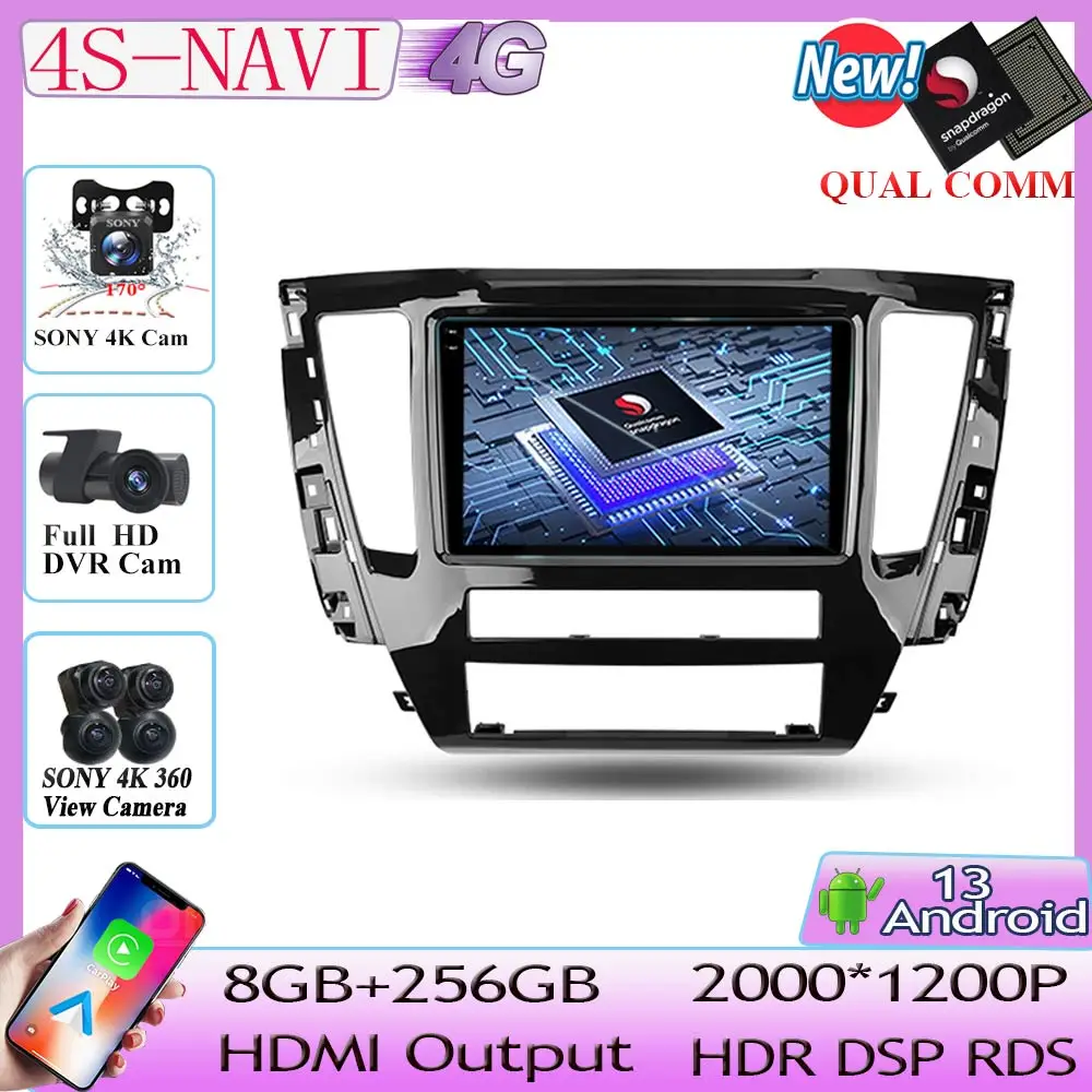 

Qualcomm For Mitsubishi Pajero Sport 3 2020 - 2021 Car Radio Multimedia Video Player Navigation GPS Android 13 stereo head unit