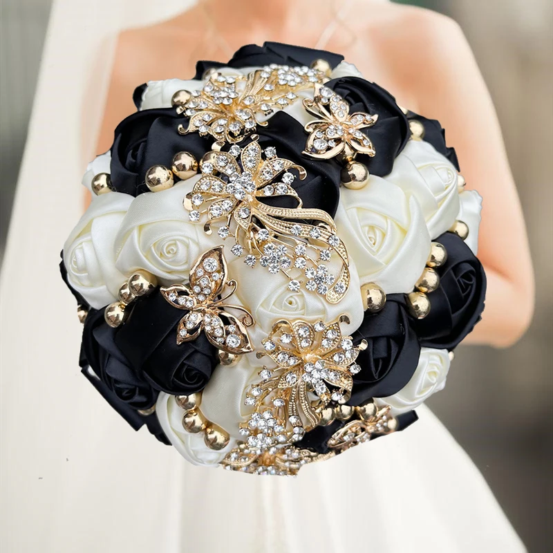 

1pc/lot Black Artifcial Rose Bridal Wedding Bouquet