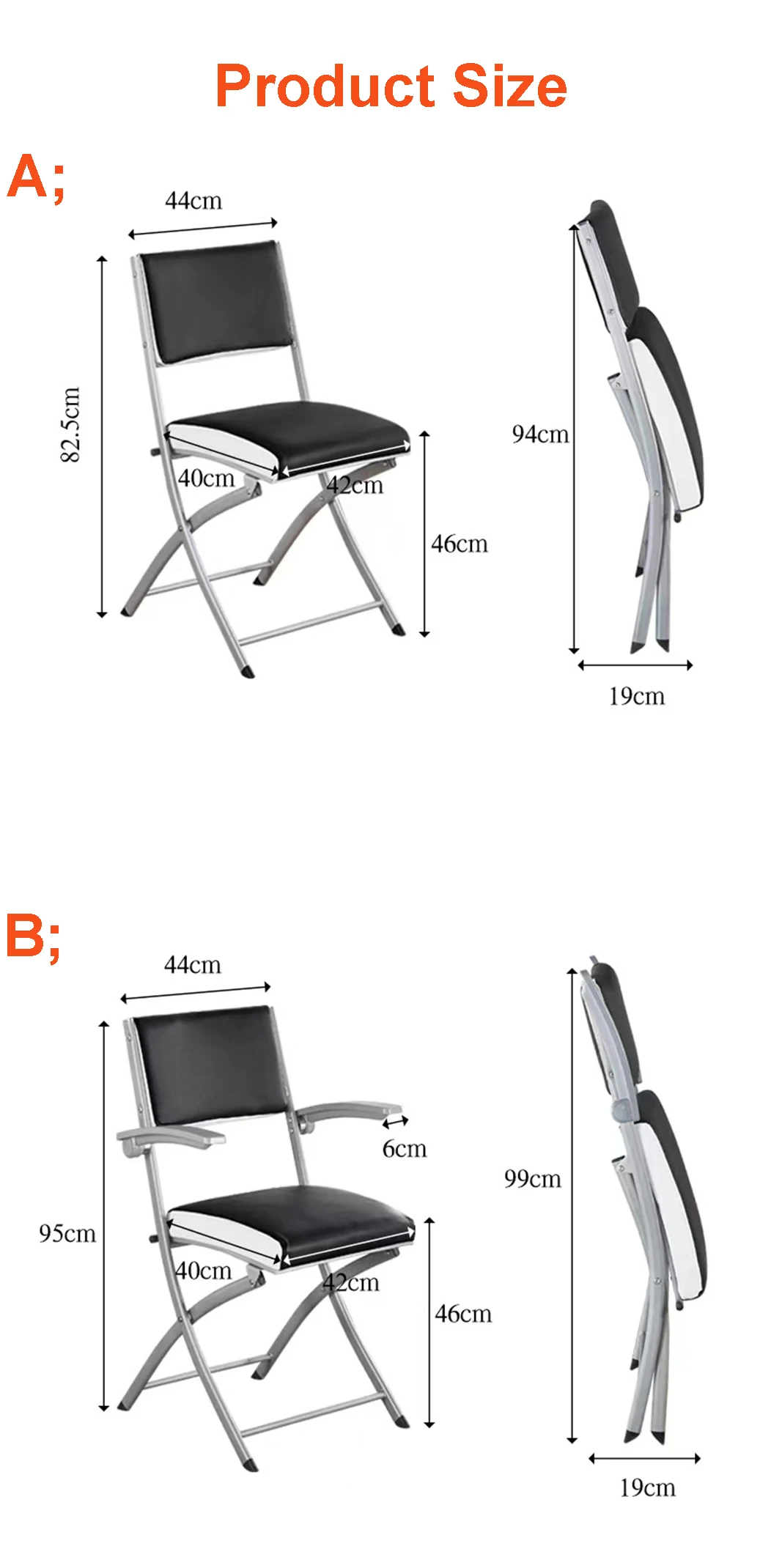 Description Picture 3 of itemModern Outdoor Leisure Portable Folding Metal Chair Home Fashion Dining Bench Office Computer Armchair