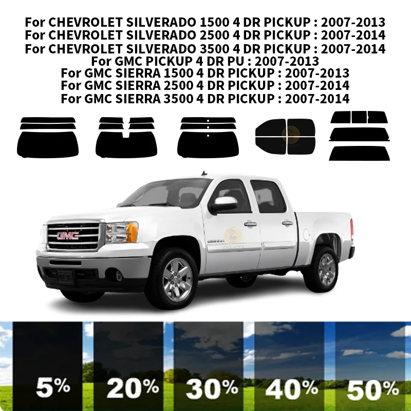 

Precut nanoceramics car UV Window Tint Kit Automotive Window Film For GMC SIERRA 1500 4 DR PICKUP 2007-2013