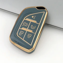 Premium TPU Car Key Fob Cover Case Protector - Sleek Design Shell (5 Buttons Grey)