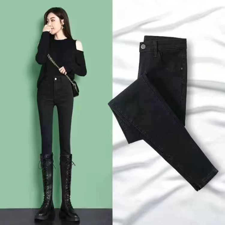 

Thermal Fleece Inlined Anti Cellulite Leggings High Waisted Plush Super Thick Casual Pants Women Drainpipe Fashion Jeans Winter