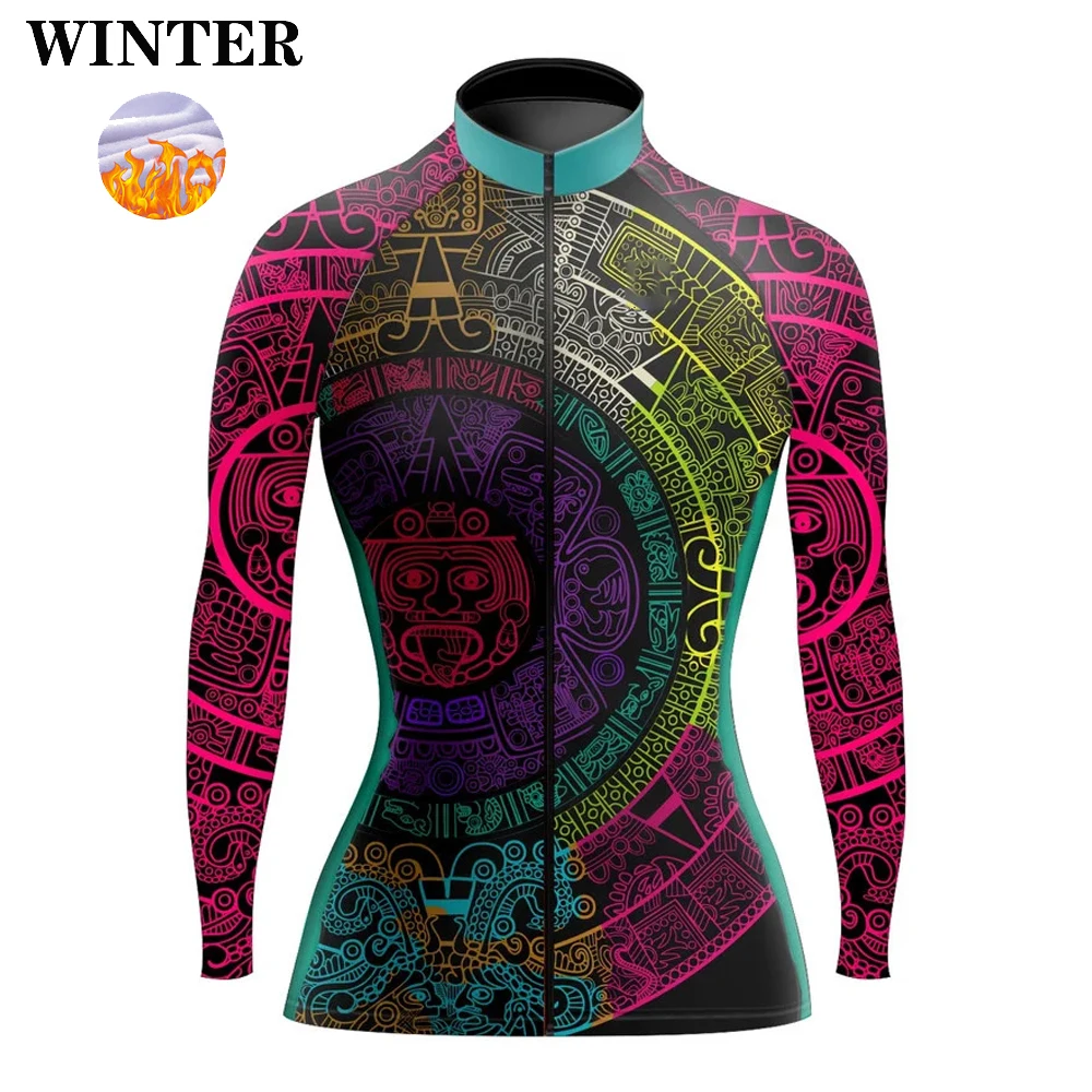 thumbnail image 1 of Jersey de ciclismo de manga larga para mujer, nuevo estilo de México, ropa de equipo de polar fino e invernal para primavera y otoño, maillot de ciclismo para mujeres, 1 of 5