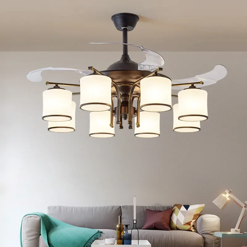 ALBERT Modern Stealth Fan Light Luxury Living Room Restaurant Bedroom Ceiling Fan Light Remote LED Electric