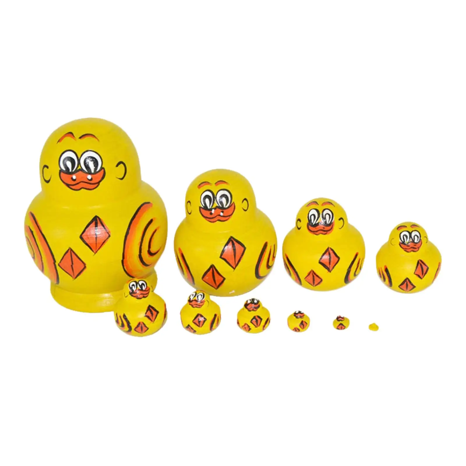 10PiecesCartoonDuckRussianNestingDollsMatryoshkaCrafts