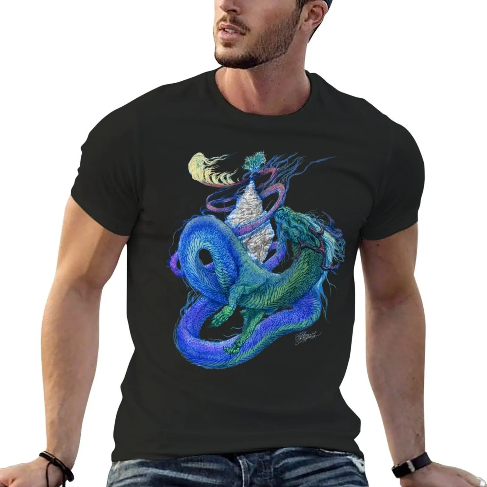 

Colorful Dragon Wrapping T-Shirt man t shirt funnys mens graphic t-shirts