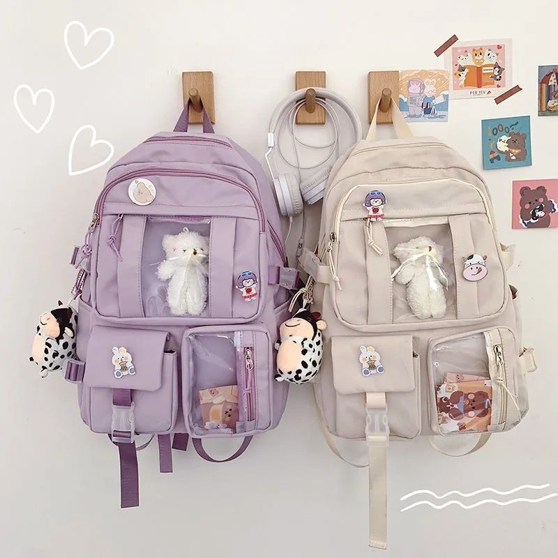 2023 New Children's Backpack Student Kawaii High School Backpack Large Capacity Schoolbag Girl Fashion Leisure Luxury Handbag