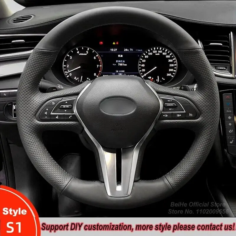 

DIY Hand-Stitched For Infiniti Q60 QX50 Q50 Car Steering Wheel Cover Leathe Stitch Wrap DIY Custom Interior Accessories