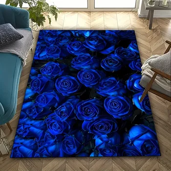 Blue Rose Peony Carpet 1