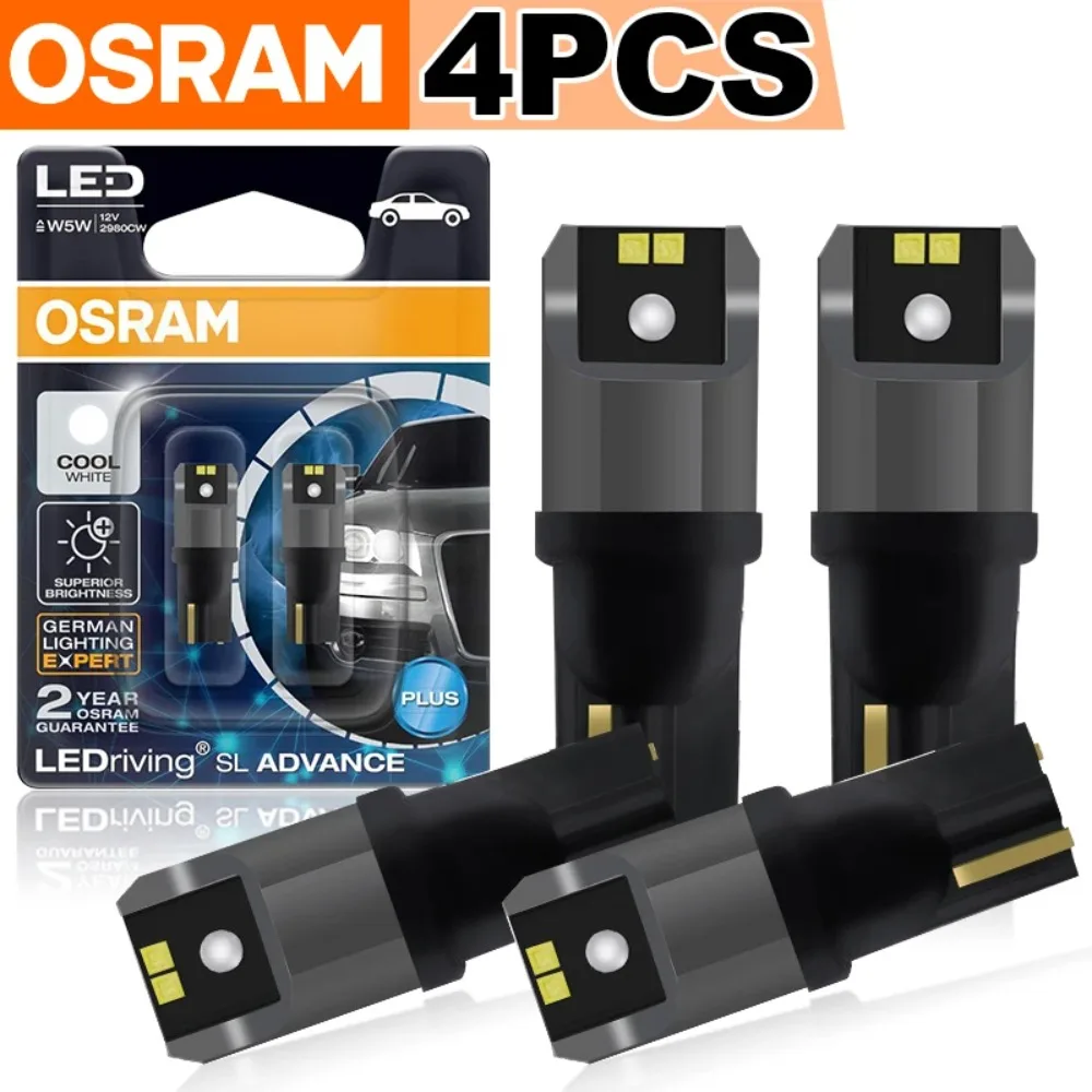 2/4 Piezas de Bombillas LED OSRAM T10 W5W, Luces de Señalización, 6000K Blanco, Luces Interiores de Lectura, Bombillas para Automóvil, Plug&Play, 12V, LEDriving Advance