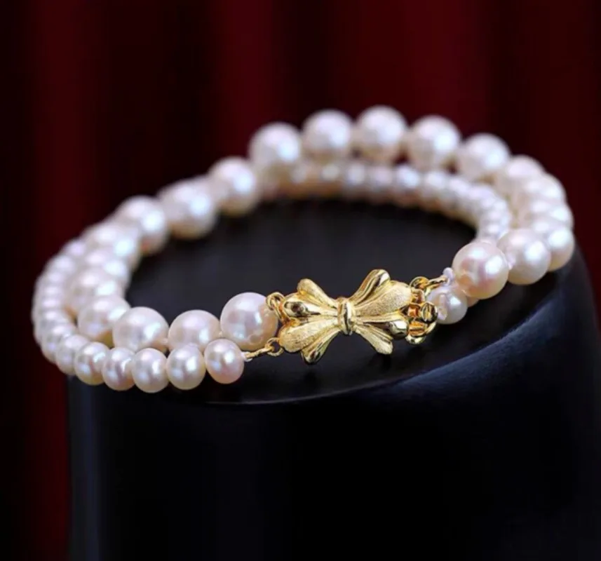 

triple strands5-8mm south sea WHITE peal braclet 7.5-8" women bracelet bracelet for women jewelry