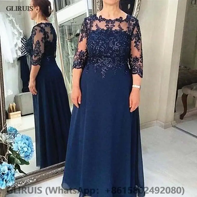 

Wedding Dress For Mom Chiffon Navy Blue Dress For Wedding Mother Bride Plus Size vestido madre comunion mae da noiva