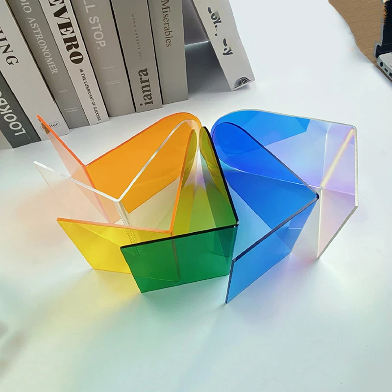 Book Organizer Book Holder Book Stand Book Terminal 1 pair Clear Acrylic Bookends Non-Skid Book End School Library And Desktop Organizer Acrylic Book Ends Shelves