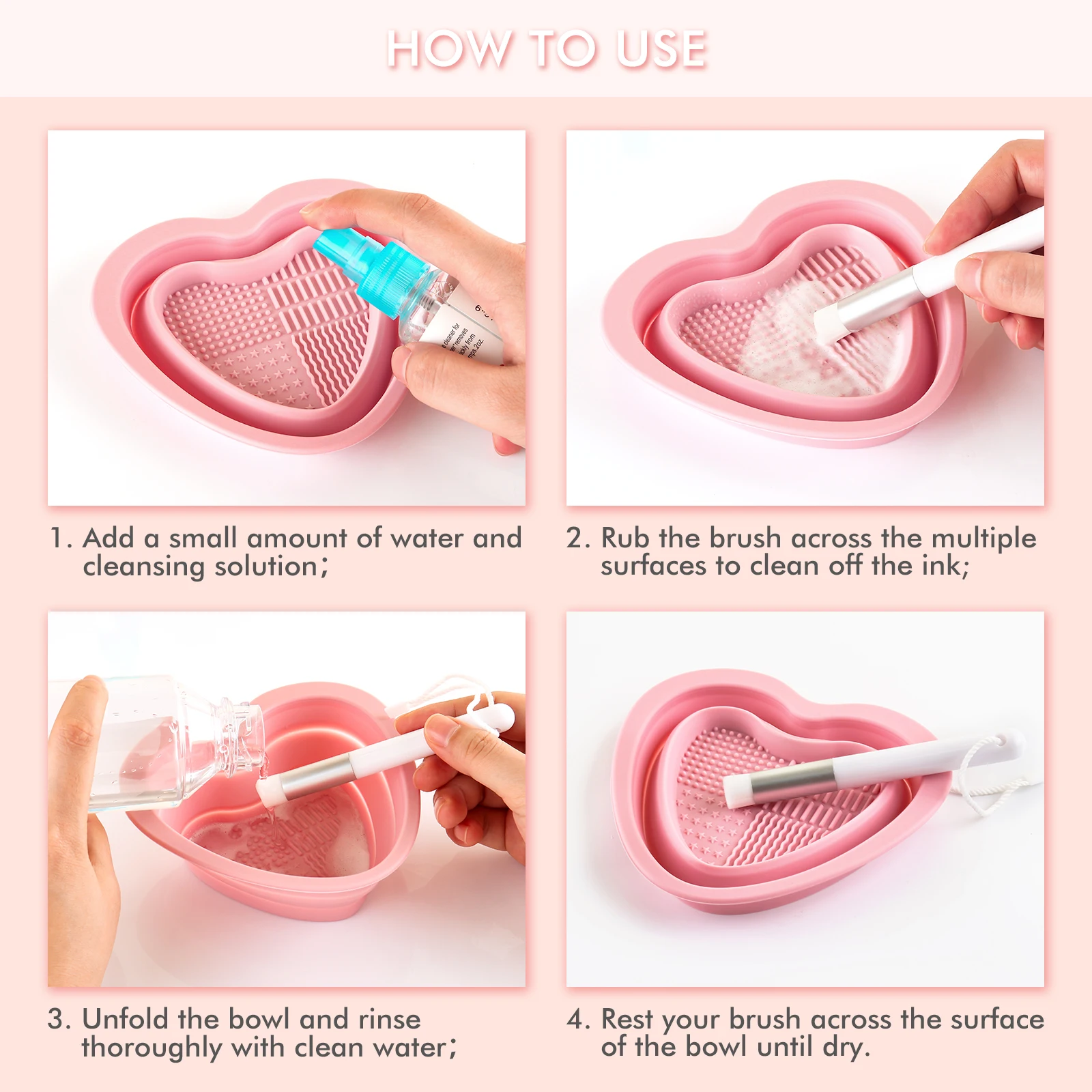 Silicone Brush Cleaner Bowl Foundation Brush Scrubber Board Foldable Cleaning Mat To Clean Brushes Gel Cleaning Hand Tool