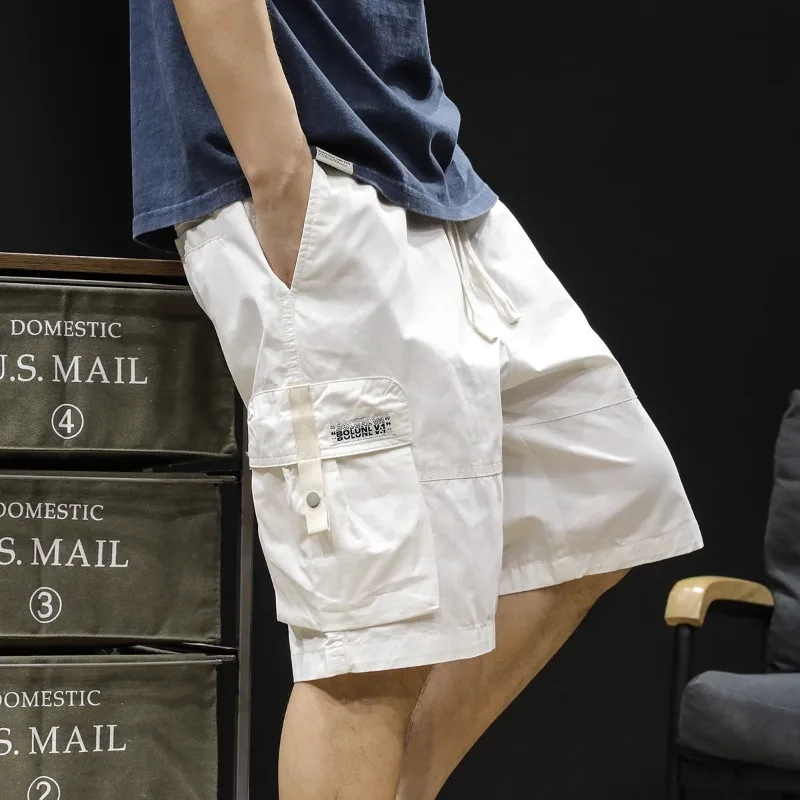 

White cargo shorts men's five quarter pants summer thin fashion brand five points men's pants loose large size all new pants
