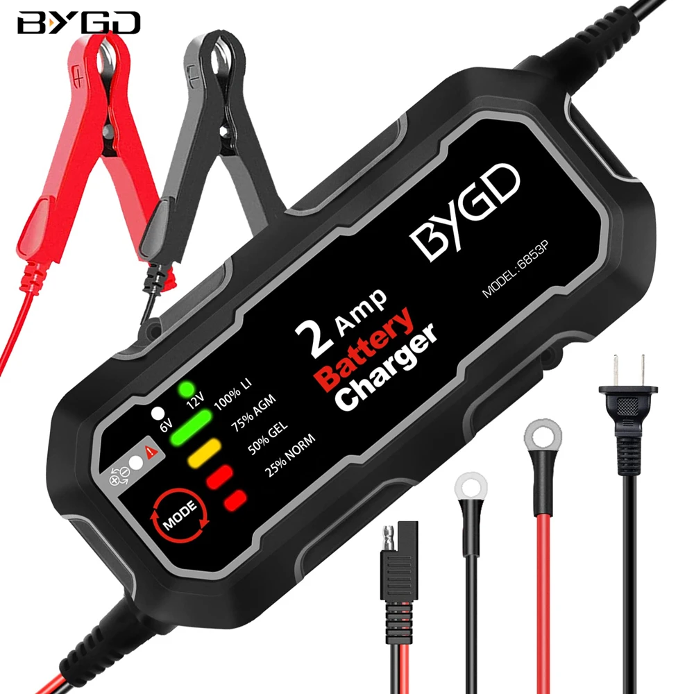 Bygd 2 Amp Fully-automatic Smart Charger 6v 12v Car Battery Charger  Maintainer Trickle Charger For Boats/motorcycle/car/mower - Battery Charging  Units - AliExpress