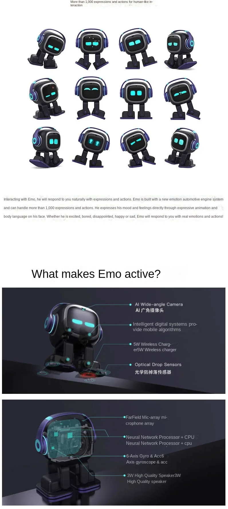 Emo Robot Electric Toy: Intelligent Voice Chat Anki Vector AI Robot