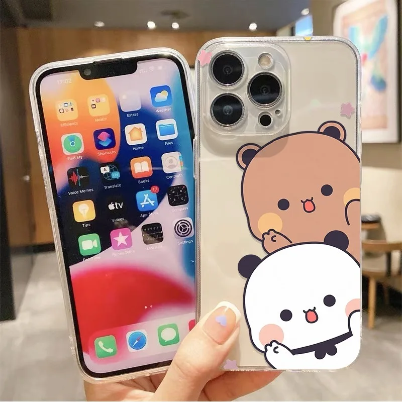 Adorable Cartoon Couple Panda Phone Case Cover