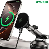 UYUXIO Dash Windshield Car Mount Phone Holder with Magnet 15W Magnetic Wireless Car Charger Air Vent Fast Charging for iPhone