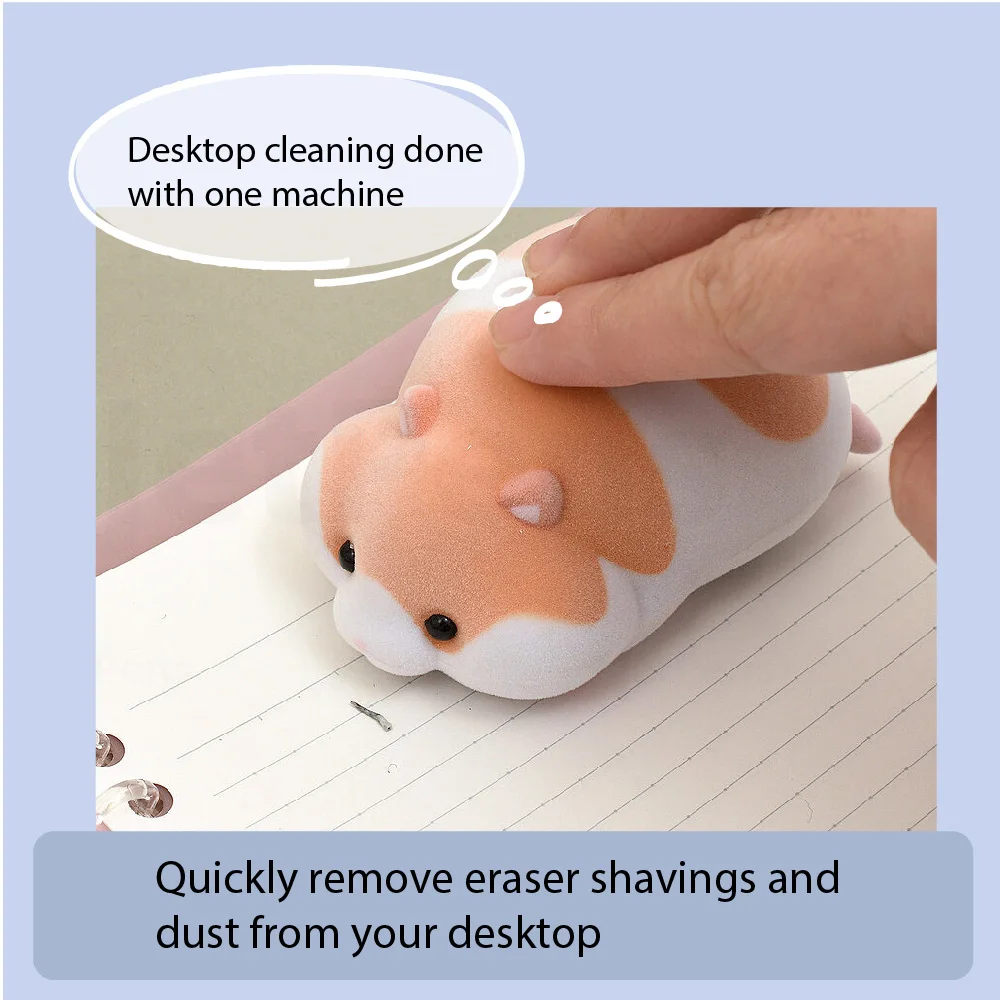 Cute Hamster Tabletop Cleaner Mini Vacuum Eraser Dust Collector Desk Cleaning Brush for Students Office Use Great as a gift