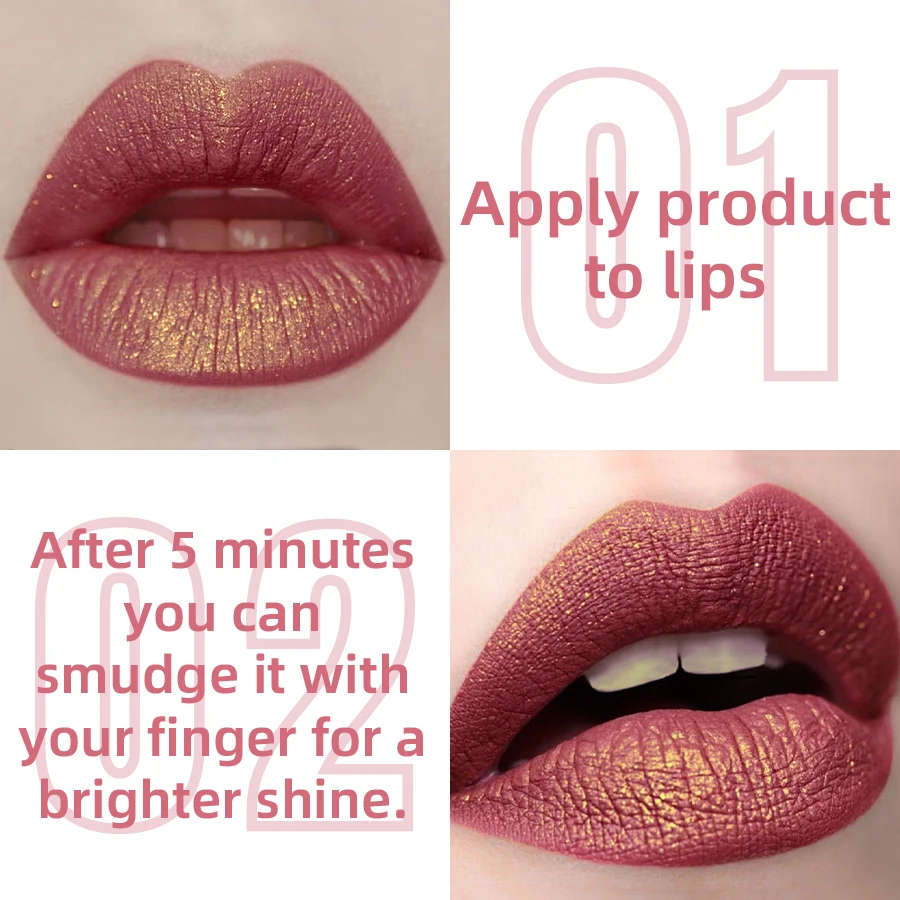 14 Colors Glitter Metallic Lip Glaze Shiny Long Lasting Lip Gloss Waterproof Liquid Lipstick Makeup Lip Oil Lip Tint Gifts for W 2