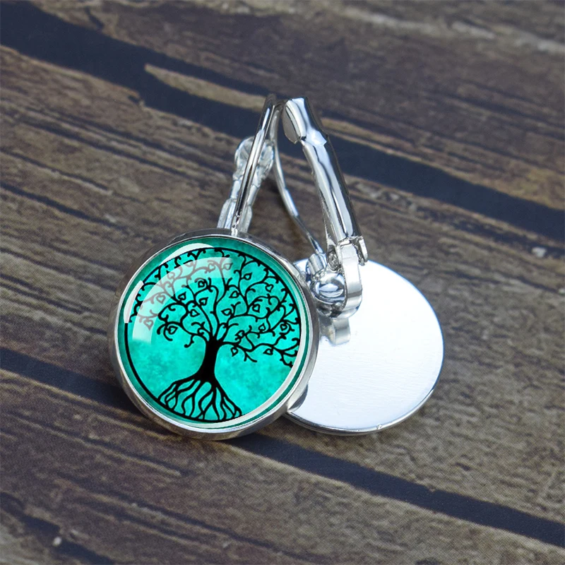 Orecchini da donna con albero della vita, in argento Sterling