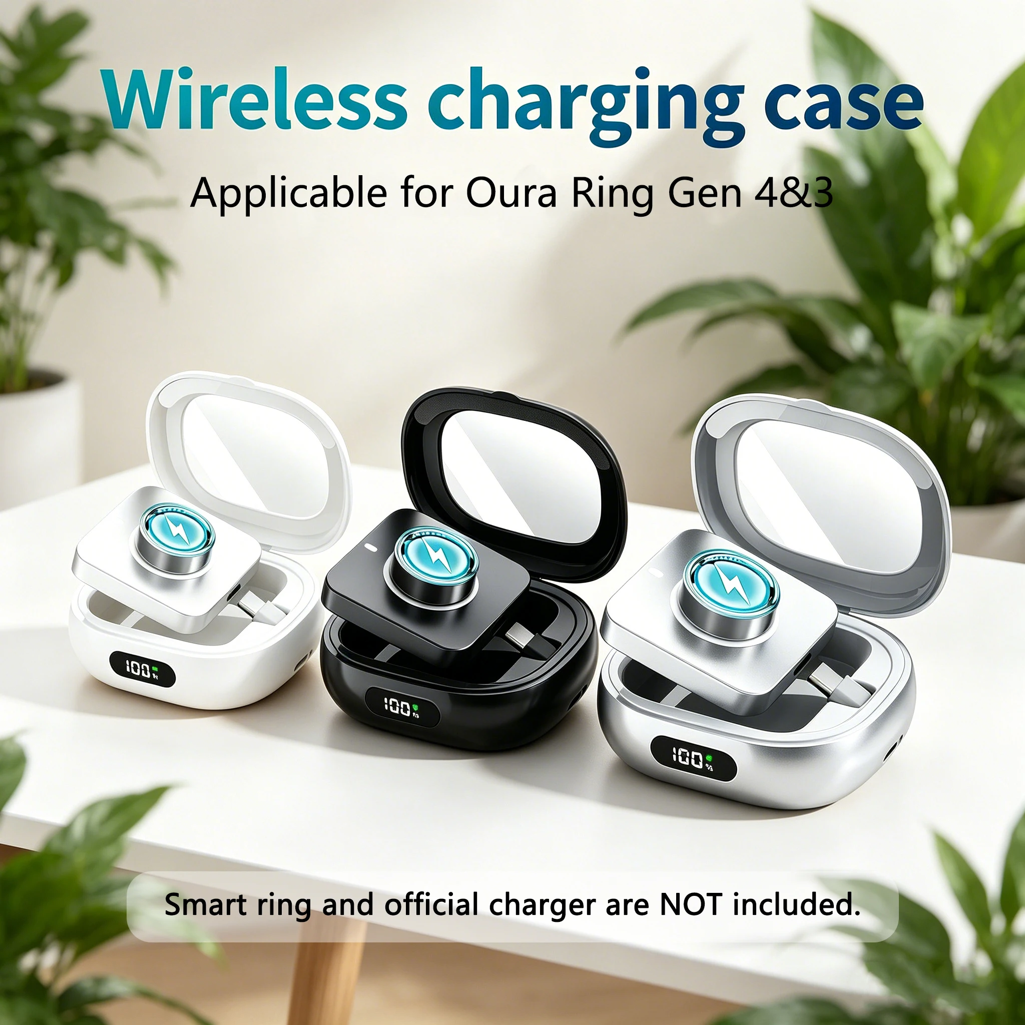 Custodia di ricarica portatile per Smart Ring, compatibile con Oura Ring Gen 4 e 3, caricabatterie da viaggio portatile con batteria da 2000 mAh - immagine 2