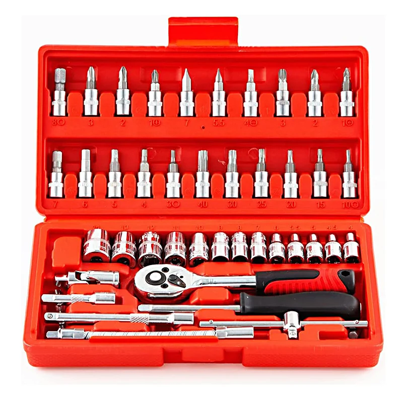 

Ratchet Wrench Combination Set 46Piece Socket Chrome Vanadium Steel Hardware Tool Car Motorcycle Bicycle Repair Hand Tool Box