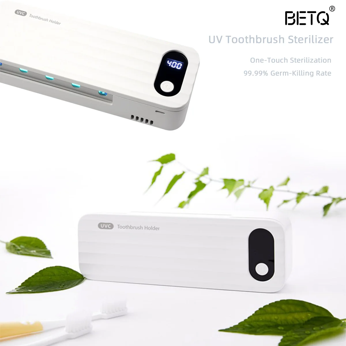 Household UVC Toothbrush Sterilizer Holder Rechargeable Wall-mounted Toothbrush Holder With 5 Brush Slots Bathroom Accessories