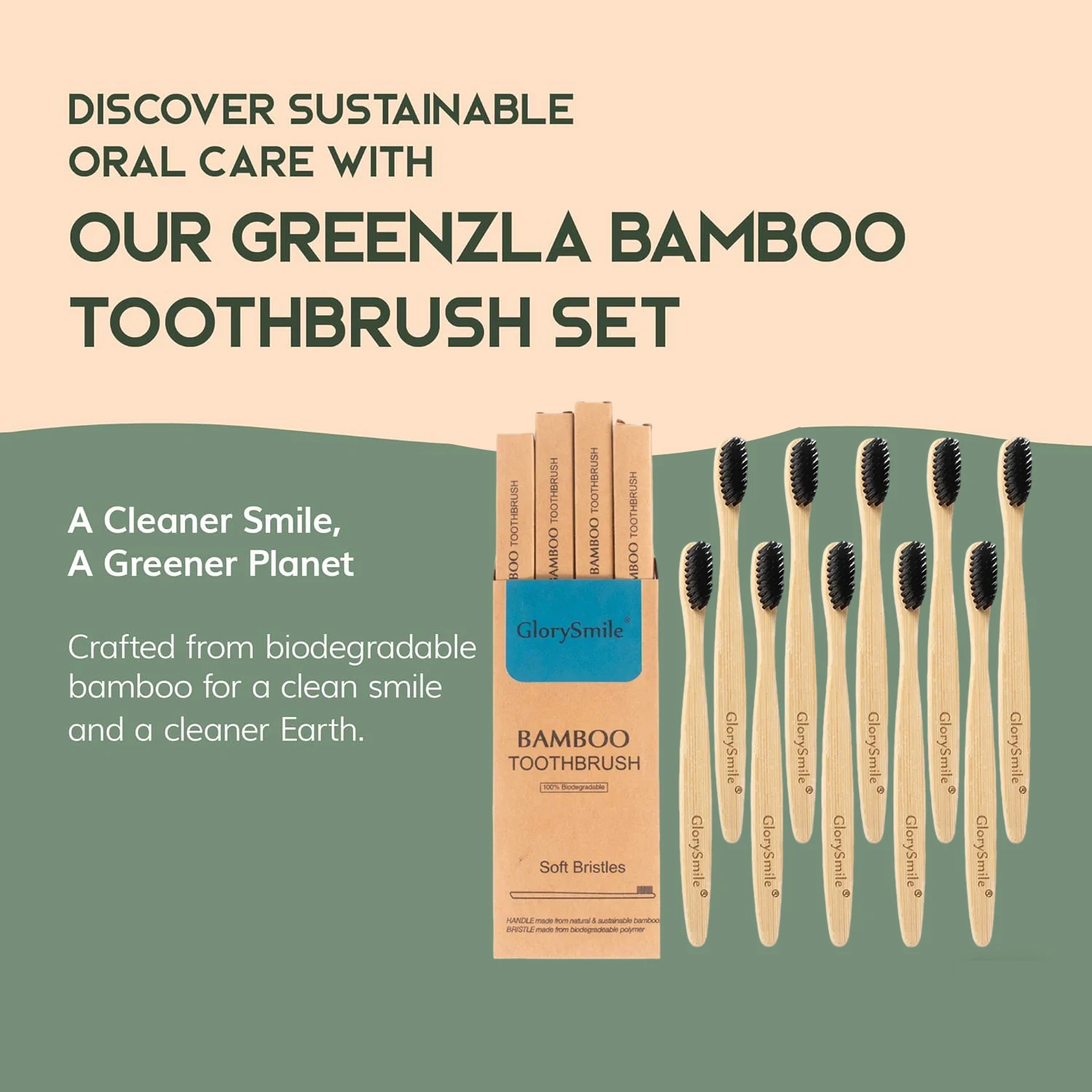 Eco-Friendly Bamboo Toothbrush Set with Charcoal-Infused Bristles - 4 Pack
