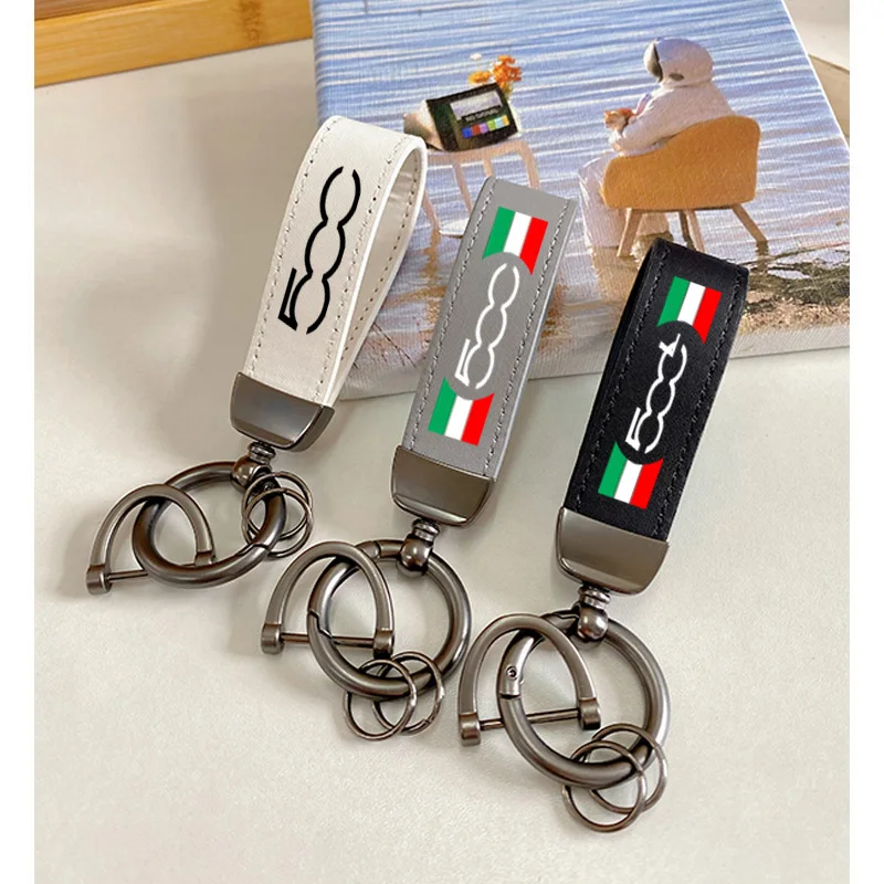 For Fiat 500 500L 500X 500C Car Accessories Top Layer Cowhide Key Chain  Keyrings Lanyard Custom Logo For 500 500L 500X 500C Fiat - AliExpress