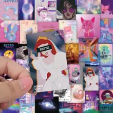 

52Pcs Fantasy Cool Girl Steam Wave Stickers Ins Personality Creative Diy Decorative Self-Adhesive Waterproof Stickers Toy