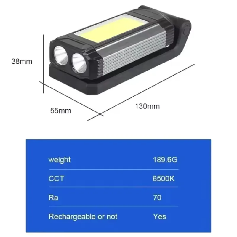 2026 새로운 자기 COB 작업등 USB 충전식 LED 손전등 휴대용 랜턴 캠핑 라이트 타입-C 보조배터리 기능 램프