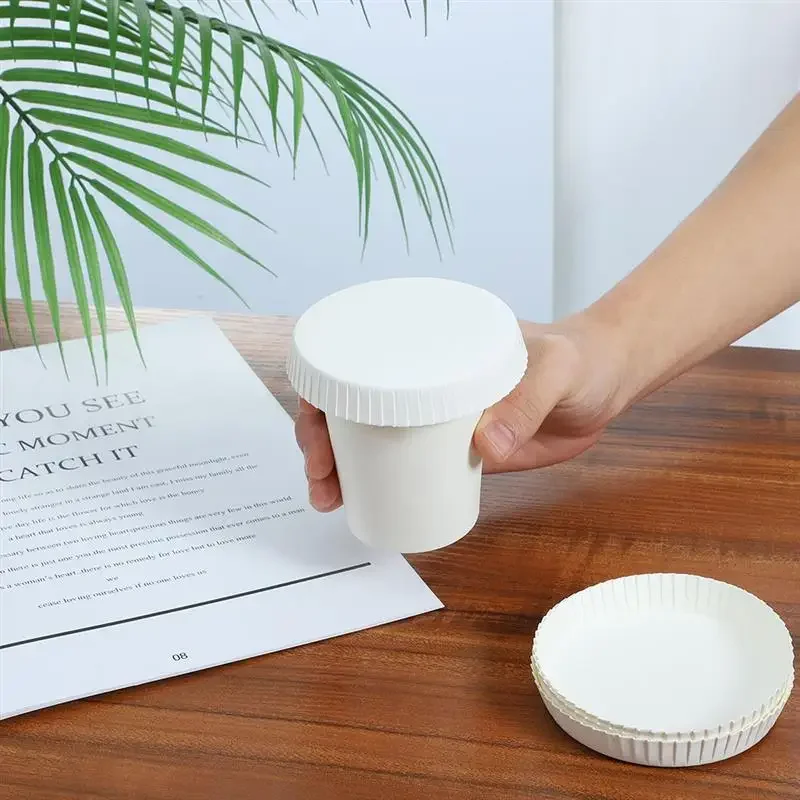 

50pcs Disposable Paper Cup Covers Anti Splash Drinking Cup Lids Stackable Juice Tea Coffee Mug Office KTV Bars Caps For Home