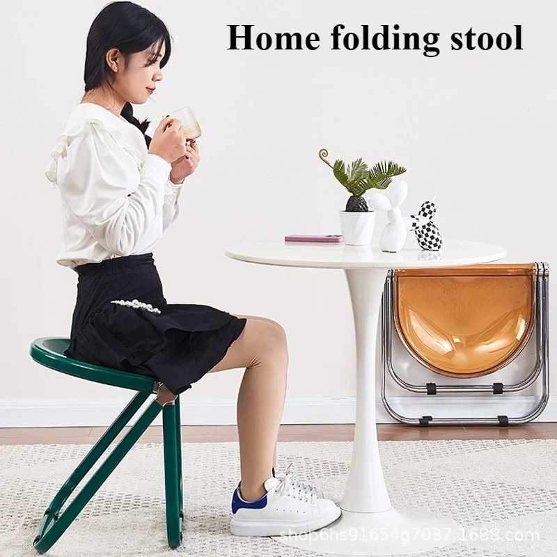1Pcs Random Color Portable Bar Folding Stools Simple Creative Stool for Home Balcony Living Room & Coffee Shop Outdoor Camping