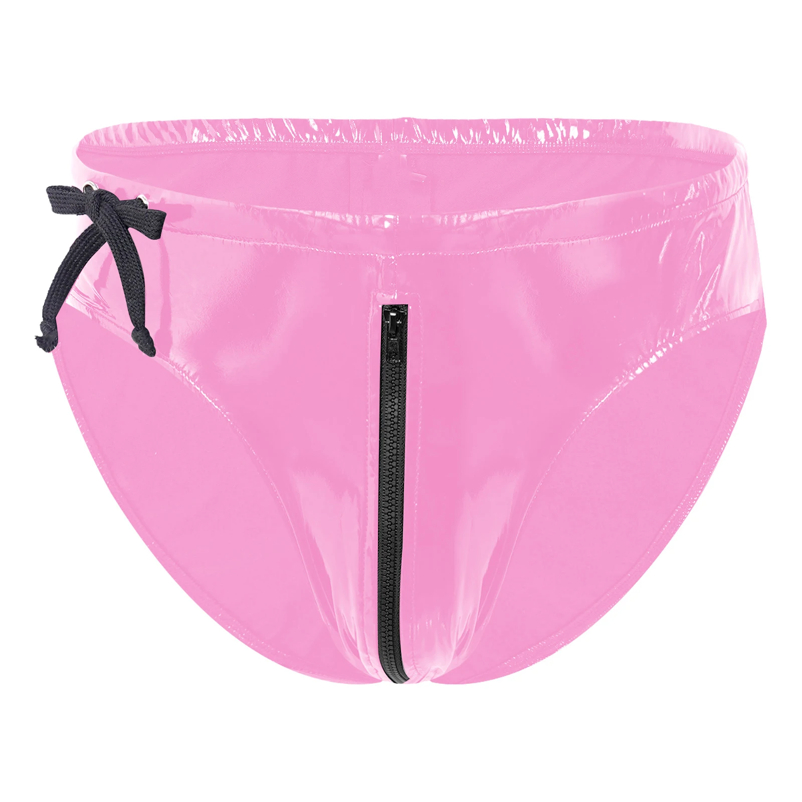 Mens Zipper Briefs Wet Look Night Party Clubwear Patent Leather
