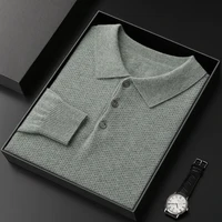 Autumn And Winter New 100% Cashmere Sweater POLO Collar Solid Color Casual Versatile Temperament Fashionable Sweater For Men 2